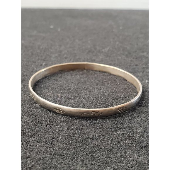 vintage silver bangle bracelet , handmade in Mexico - Eternity Setting E… - Picture 3 of 9